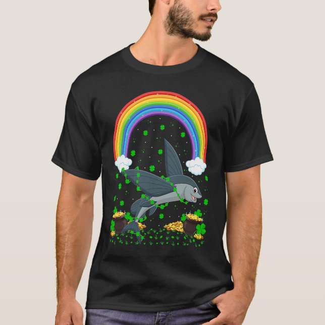 T-shirt Rainbow Irish Shamrock Flying Fish St Patrick's Da (Devant)