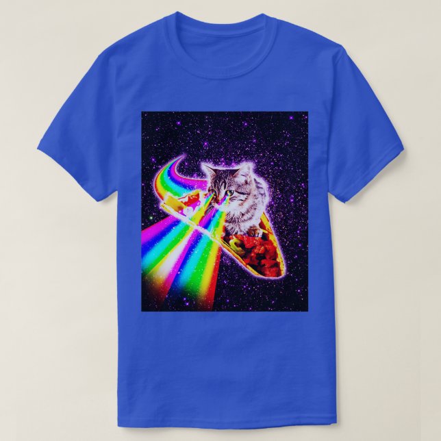 T-shirt Rainbow Laser Yeux Kitty Galaxy Chat Espace extra  (Design devant)