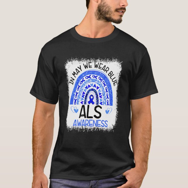 T-shirt Rainbow Leopard In May We Wear Blue ALS Awareness (Devant)