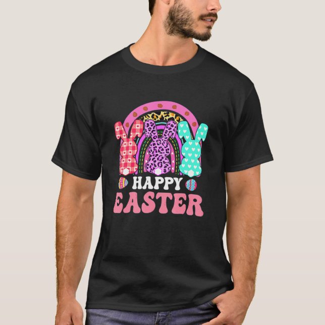 T-shirt Rainbow Leopard Lapin Lapin Palm dimanche Happy Ea (Devant)