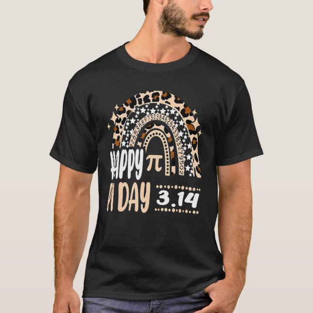 T-shirt Rainbow Leopard Print 3 14 Symbol Happy Pi Day Fun (Devant)