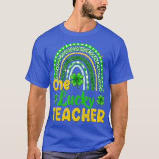 T-shirt Rainbow Leopard Shamrock One Lucky Teacher St Part