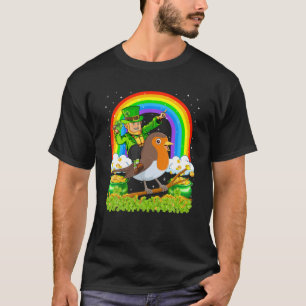 T-shirt Rainbow Leprechaun équitation American Robin Bird 