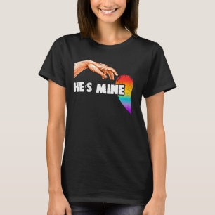 T-shirt Rainbow Lgbt Heart He's Mine for Gay Couples Pullo