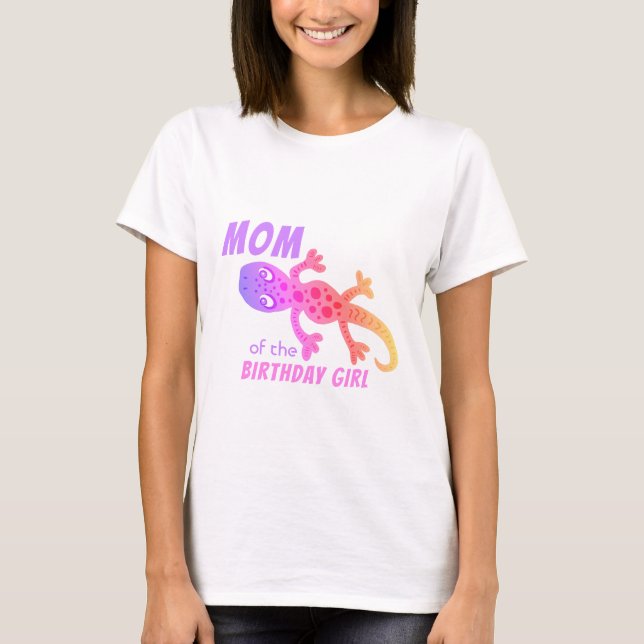 T-shirt Rainbow Lizard Gecko Maman of Birthday Girl (Devant)