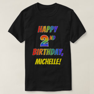T-shirt Rainbow Look HAPPY 2ND ANNIVERSAIRE + Nom personna