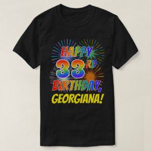 T-shirt Rainbow Look HAPPY 33E ANNIVERSAIRE; Fireworks + N