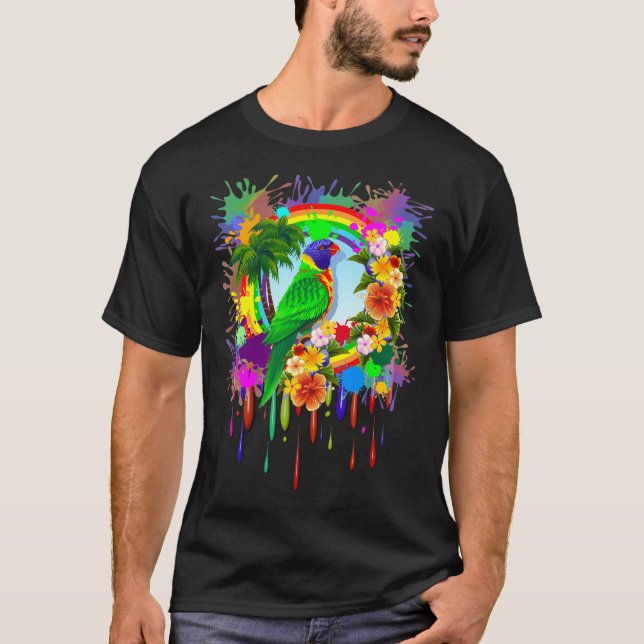 T-shirt Rainbow Lorikeet Parrot Art (Devant)