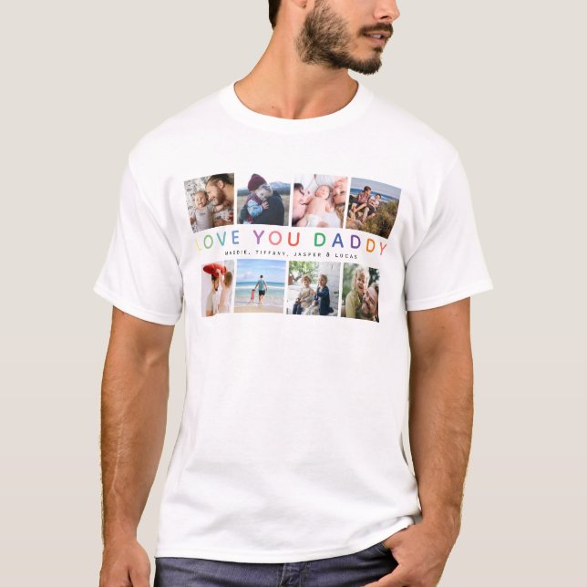 T-shirt Rainbow 'LOVE YOU DADDY' Photo Collage Keepsaké (Devant)