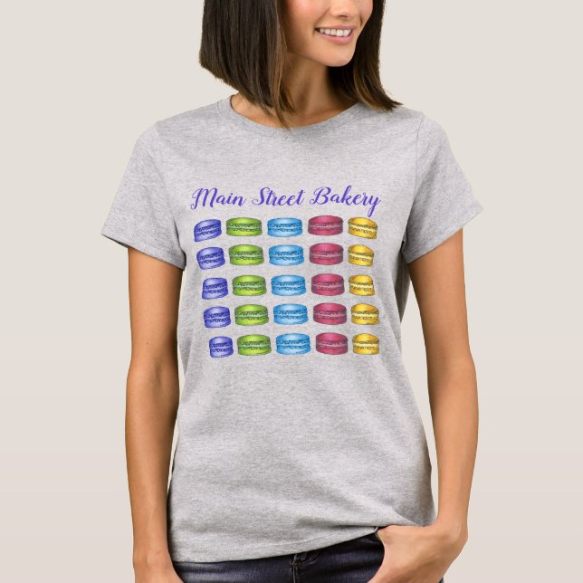 T-shirt Rainbow Macaron Cookies Français Pâtisserie Alimen (Devant)
