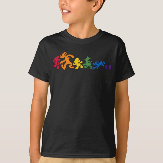 T-shirt Rainbow Mickey et ses amis Silhouette (Devant)