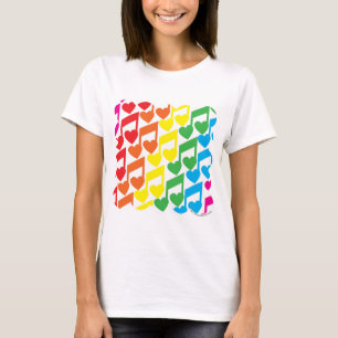 T-shirt Rainbow Musical Notes Motif mignon