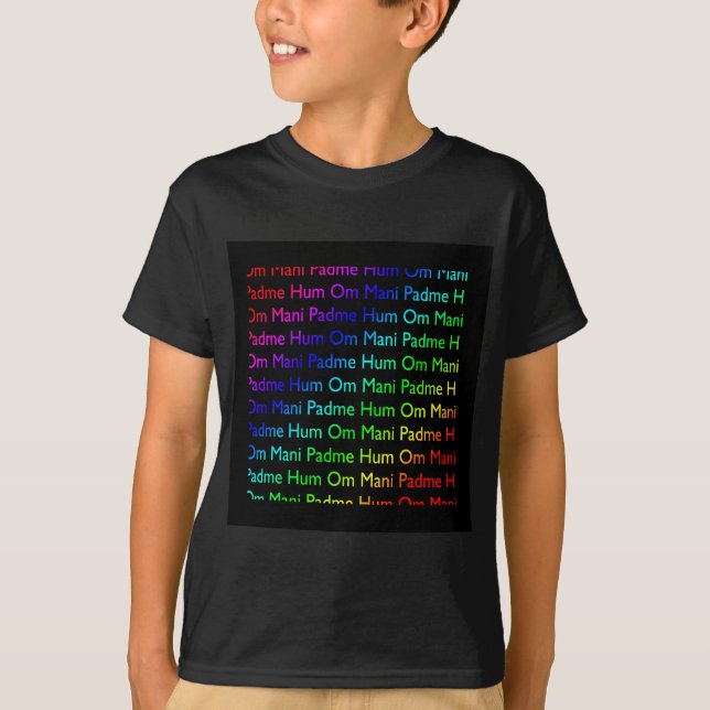 T-shirt Rainbow Om Mani Padme Hum (en noir) (Devant)