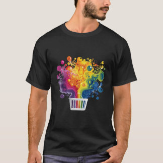 T-shirt Rainbow Paint Explosion from a Basket