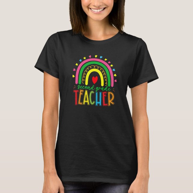 T-shirt Rainbow Premier Jour 2e Classe Enseigner Inspirer  (Devant)