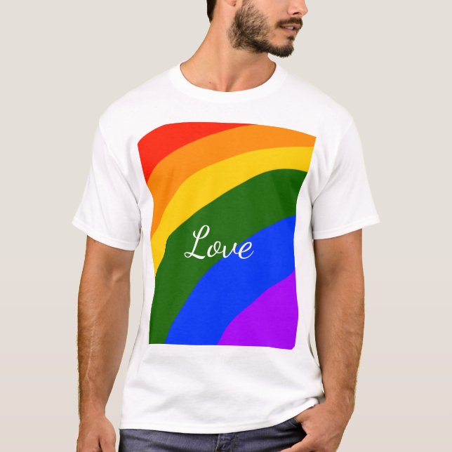 T-shirt Rainbow pride mois amour ajouter nom art texte (Devant)