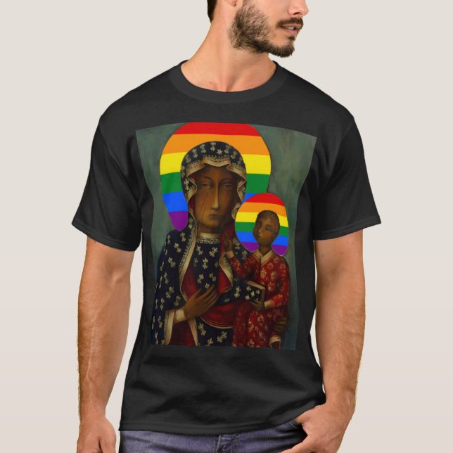 T-shirt Rainbow Pride Vierge noire (Devant)