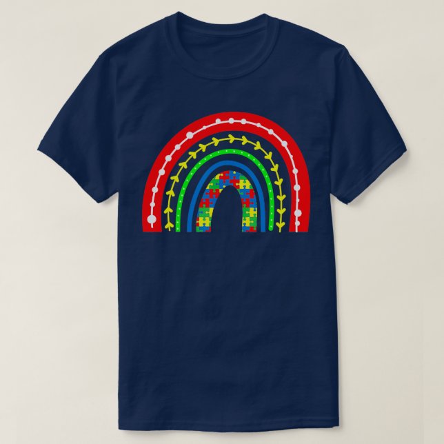 T-shirt Rainbow Puzzle Piece Sensibilisation sur l'autisme (Design devant)