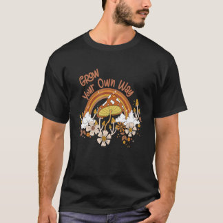 T-shirt Rainbow Retro Mushroom Floral 70s Vibes