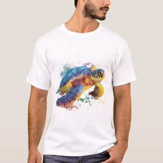 T-shirt Rainbow Sea Turtle — Vibrant Watercolor-Style Spla