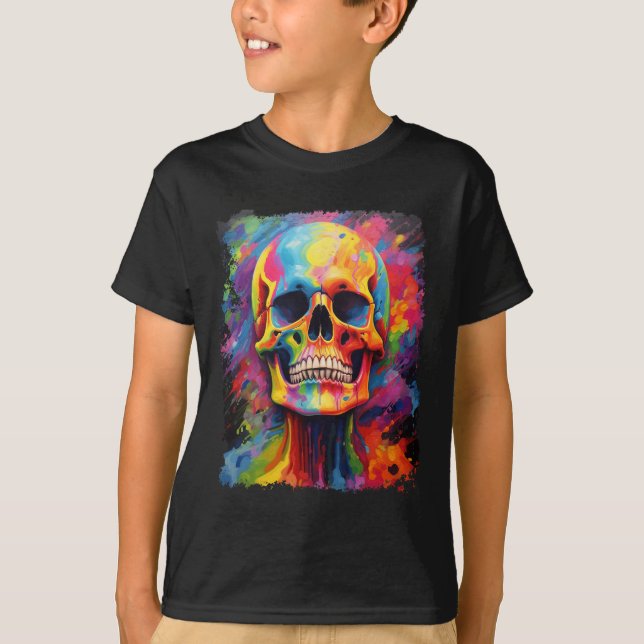 T-shirt Rainbow Skeleton Anatomie effrayant Halloween (Devant)
