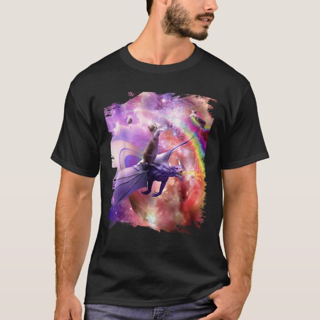T-shirt Rainbow Space Chat Sur Dragon T Shirt (Devant)