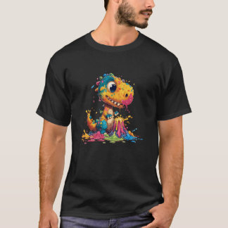 T-shirt Rainbow Splash Baby Dino with Color Volcano