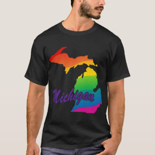 T-shirt Rainbow State Outline Michigan