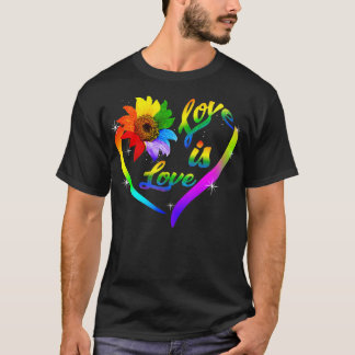 T-shirt Rainbow Sunflower L'amour est amour Lgbt Gay Lesb