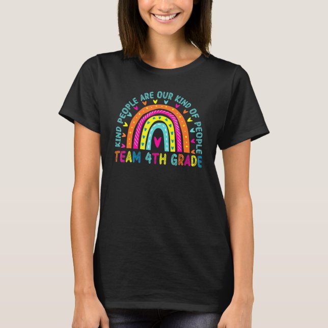 T-shirt rainbow team fourth grade teacher back to school o (Devant)