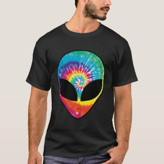 T-shirt Rainbow Tie Dye Alien Head Cool Tye Die Trippy Rav