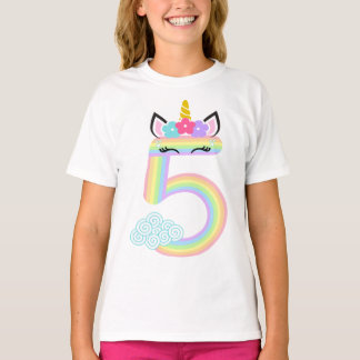 T-shirt Rainbow Unicorn Cinquième maillot d'anniversaire