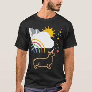 T-shirt Rainbow Unicorn Corgi Chien Tee