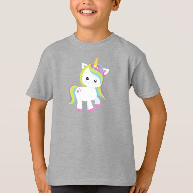 T-shirt Rainbow Unicorn, Cute Unicorn, Magic Unicorn, Étoi (Devant)