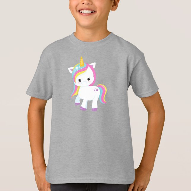 T-shirt Rainbow Unicorn, Étoile, Cute Unicorn, Magique Uni (Devant)