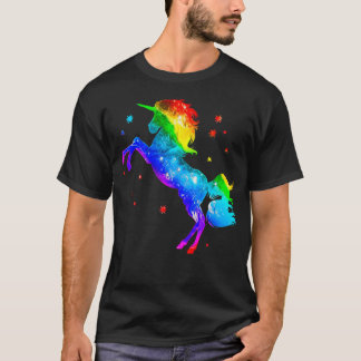 T-shirt Rainbow Unicorn Stars Galaxy Style Espace