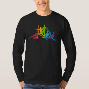 T-shirt Rainbow Yoga Poses Yogis Méditant Les Amateurs