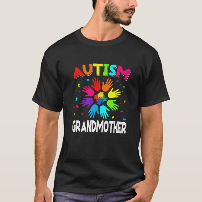 T-shirt Raise Hand Autism Awareness Grandmother Family Sup (Devant)