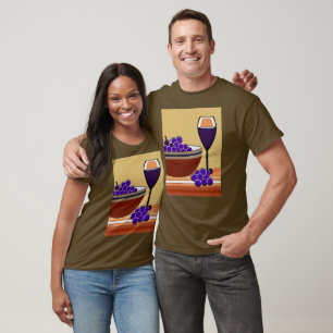 T-shirt Raisins et Wineglass en Maroon et Tan