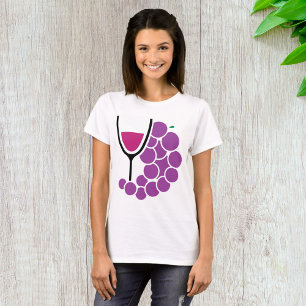 T-shirt Raisins Violets Minimalistes et Verre à Vin