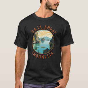 T-shirt Raja Ampat Indonésie Bateau Retro Cercle en détres