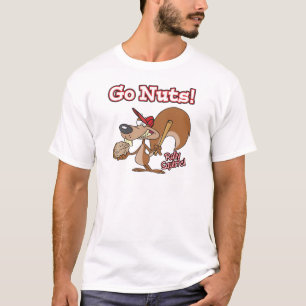 T-shirt rally squirrel go nut baseball caricature