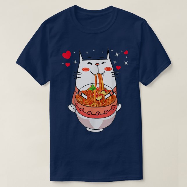 T-shirt Ramen Cat Kawaii Anime Cadeau  (Design devant)