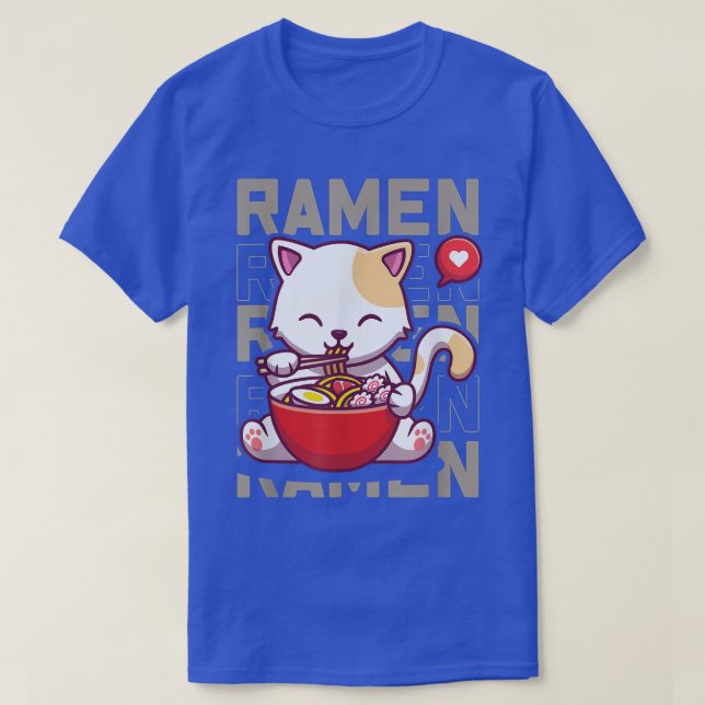 T-shirt Ramen Cat Kawaii Anime japonais Tee  (Design devant)