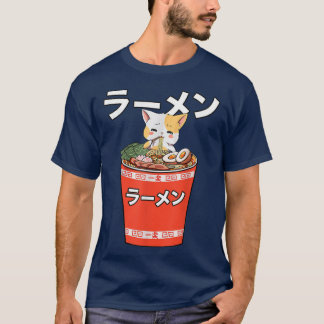 T-shirt Ramen Cat Kawaii Anime Japonaise Nourriture Filles