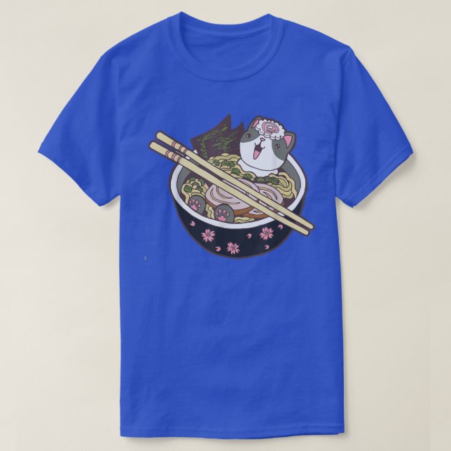 T-shirt Ramen Cat Kawaii Neko nouilles japonaises Anime  (Design devant)