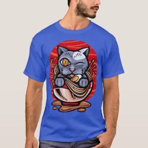 T-shirt Ramen Chat Japonais Anime Kawaii Filles Tee Offici