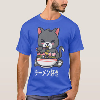 T-shirt Ramen Chat Japonais Anime Kawaii Filles Tee Offici