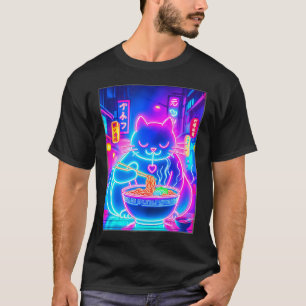 T-shirt Ramen Chat japonais Anime nouilles Aesthétique Kaw