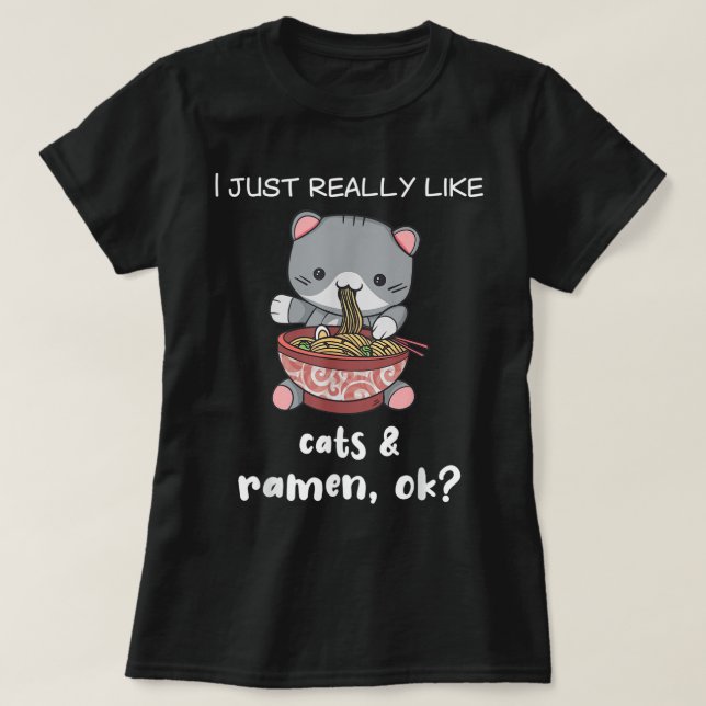 T-shirt Ramen Chirt Chats et Ramen Amoureux des chats Japo (Design devant)